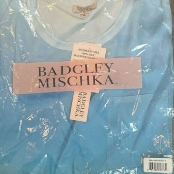 NWT Badgley Mischka 100% Silk ATHLEISURE Top, Blue/Aqua Ombre, Sizes XS, M, L - Picture 2 of 3